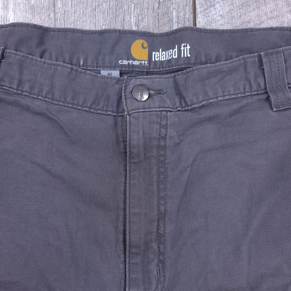 Carhartt Work Shorts Mens 42 Gray Relaxed Fit Canvas Rugged Flex 102514-039 - Picture 4 of 7
